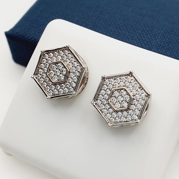 "925 Sterling Silver Plated CZ Earrings, EVBRS445 - Picture 2 of 9